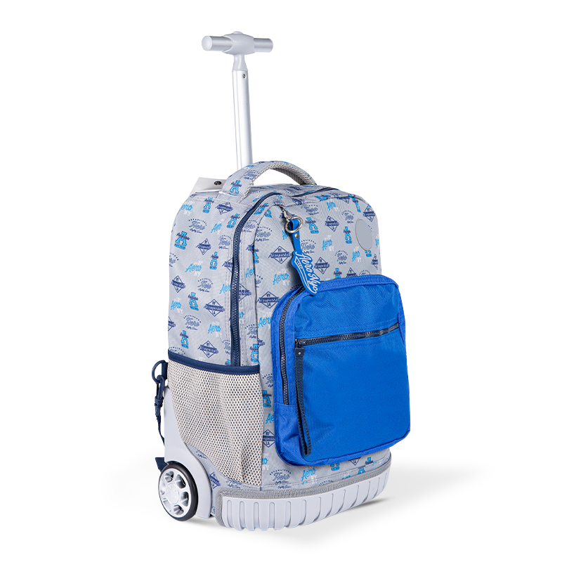 Ransel bagasi uniseks yang mesra dengan perlindungan tulang belakang untuk remaja, ransel rolling ringan dengan kotak makan tengah hari