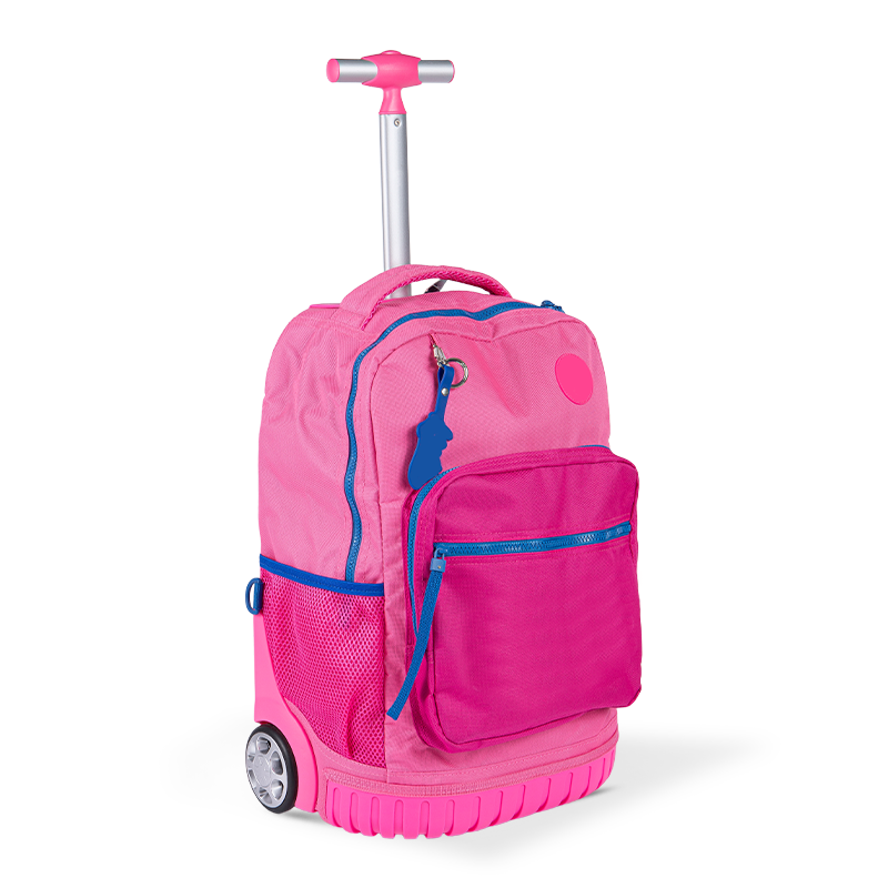 Ransel bagasi uniseks yang mesra dengan perlindungan tulang belakang untuk remaja, ransel rolling ringan dengan kotak makan tengah hari