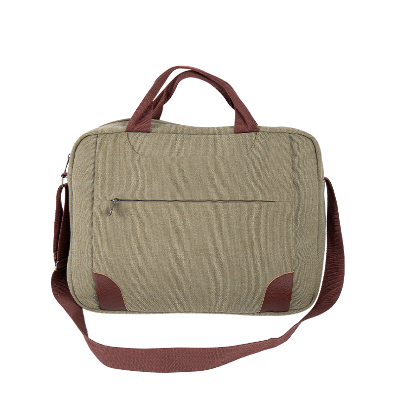 Beg Messenger Laptop - Beg bahu Crossbody Canvas dengan pelbagai petak - Hijau